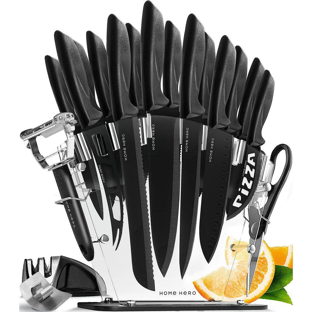 Home Hero - Kitchen Knife Set & Steak Knifes - Ultra-Sharp High Carbon Stainless Steel 20 Pcs