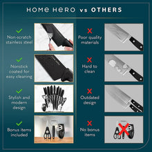 Home Hero - Kitchen Knife Set & Steak Knifes - Ultra-Sharp High Carbon Stainless Steel 20 Pcs
